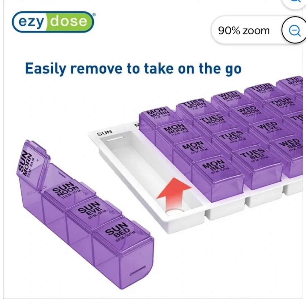 2 Ezydose Weekly Pill Organizer with Purple and Blue Compartments